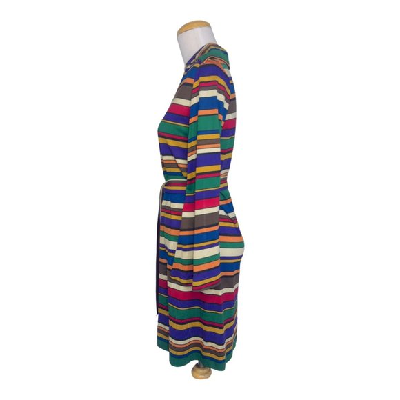 Sunny South Fashions of Dallas Striped Silk Knit Dress Vintage 1970s Rainbow - Picture 6 of 12